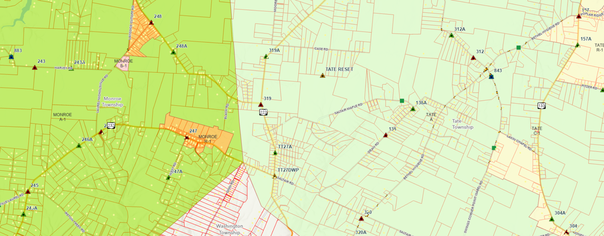 GIS Map Monroe, Washington and Tate Township
